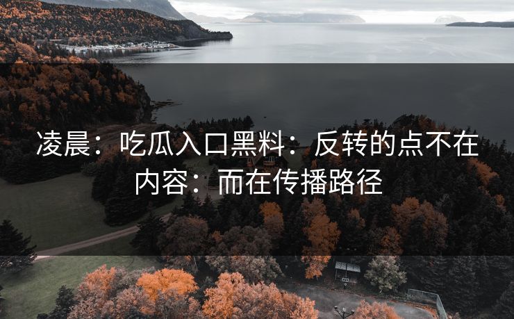 凌晨：吃瓜入口黑料：反转的点不在内容：而在传播路径