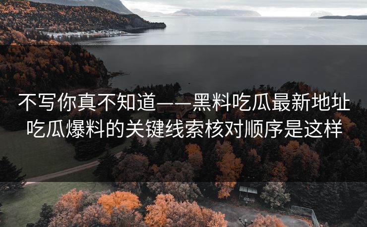 不写你真不知道——黑料吃瓜最新地址吃瓜爆料的关键线索核对顺序是这样